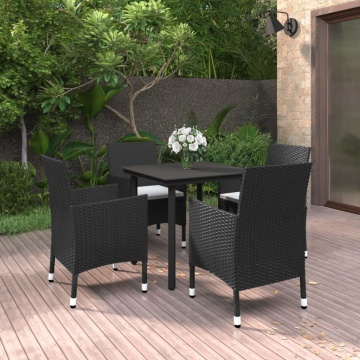 Set mobilier de grădină cu perne 5 piese poliratan & sticlă - Img 1