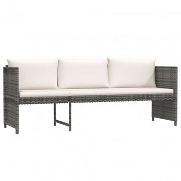 Set mobilier de grădină cu perne, 6 piese, gri, poliratan - Img 3