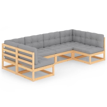 Set mobilier de grădină cu perne, 6 piese, lemn masiv de pin - Img 2