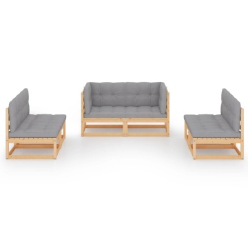 Set mobilier de grădină cu perne, 6 piese, lemn masiv de pin - Img 3