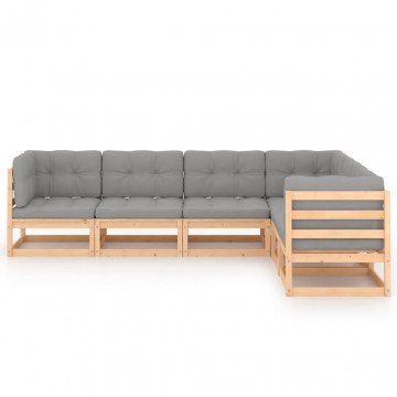 Set mobilier de grădină cu perne, 6 piese, lemn masiv de pin - Img 3