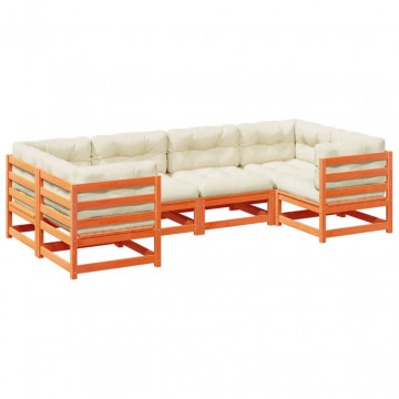 Set mobilier de grădină cu perne, 6 piese, lemn masiv de pin - Img 2