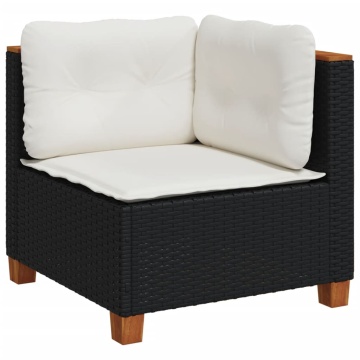 Set mobilier de grădină cu perne, 6 piese, negru, poliratan - Img 4