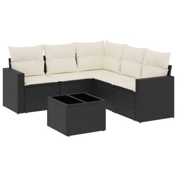 Set mobilier de grădină cu perne, 6 piese, negru, poliratan - Img 2
