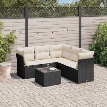 Set mobilier de grădină cu perne, 6 piese, negru, poliratan - Img 1
