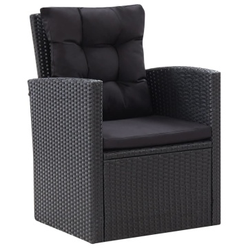 Set mobilier de grădină cu perne, 6 piese, negru, poliratan - Img 5