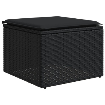 Set mobilier de grădină cu perne, 6 piese, negru, poliratan - Img 3