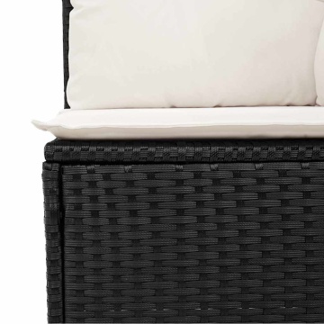Set mobilier de grădină cu perne, 6 piese, negru, poliratan - Img 6