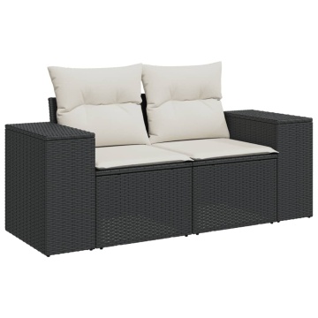 Set mobilier de grădină cu perne, 6 piese, negru, poliratan - Img 3
