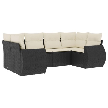 Set mobilier de grădină cu perne, 6 piese, negru, poliratan - Img 2