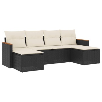 Set mobilier de grădină cu perne, 6 piese, negru, poliratan - Img 2