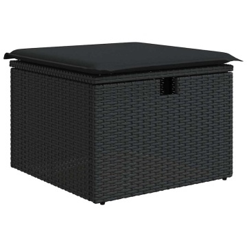 Set mobilier de grădină cu perne, 6 piese, negru, poliratan - Img 8