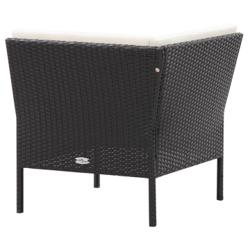 Set mobilier de grădină cu perne, 6 piese, negru, poliratan - Img 11