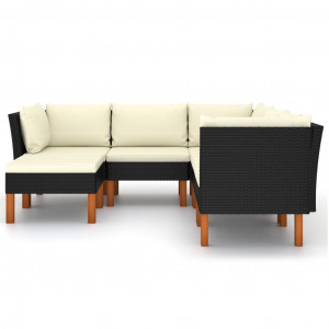 Set mobilier de grădină cu perne, 6 piese, negru, poliratan - Img 4