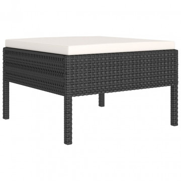 Set mobilier de grădină cu perne, 6 piese, negru, poliratan - Img 8