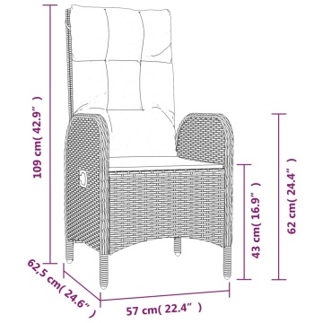 Set mobilier de grădină cu perne, 7 piese, gri, poliratan - Img 7