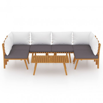 Set mobilier de grădină cu perne, 7 piese, lemn masiv acacia - Img 3