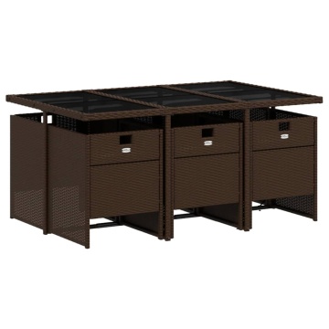 Set mobilier de grădină cu perne, 7 piese, maro, poliratan - Img 3