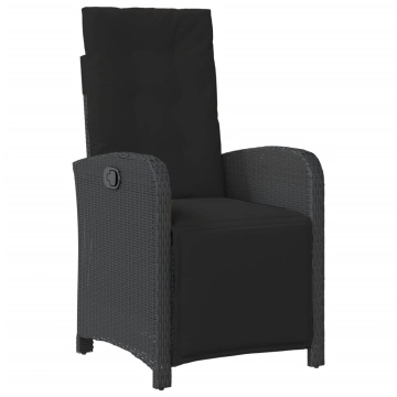 Set mobilier de grădină cu perne, 7 piese, negru, poliratan - Img 3
