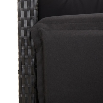 Set mobilier de grădină cu perne, 7 piese, negru, poliratan - Img 5