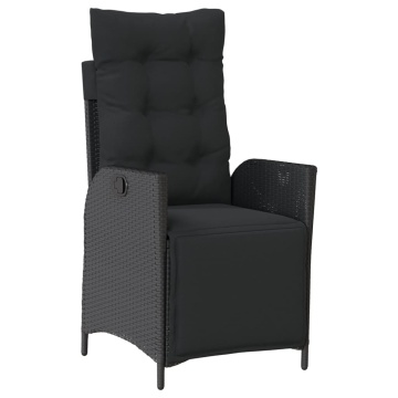 Set mobilier de grădină cu perne, 7 piese, negru, poliratan - Img 3
