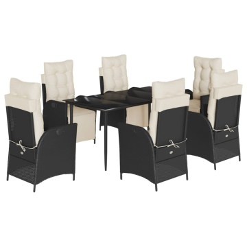 Set mobilier de grădină cu perne, 7 piese, negru, poliratan - Img 2