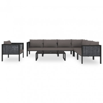 Set mobilier de grădină cu perne, 8 piese, antracit, poliratan - Img 3