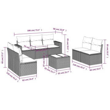 Set mobilier de grădină cu perne, 8 piese gri deschis poliratan - Img 3