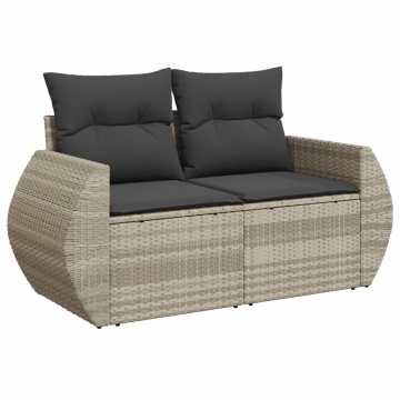 Set mobilier de grădină cu perne, 8 piese gri deschis poliratan - Img 3