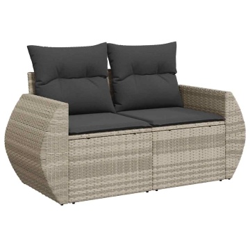 Set mobilier de grădină cu perne, 8 piese gri deschis poliratan - Img 4