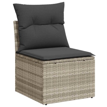 Set mobilier de grădină cu perne, 8 piese gri deschis poliratan - Img 4
