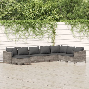 Set mobilier de grădină cu perne, 8 piese, gri, poliratan - Img 1