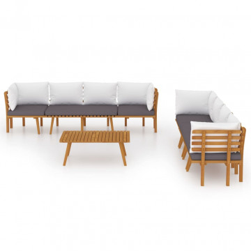 Set mobilier de grădină cu perne, 8 piese, lemn masiv de acacia - Img 3