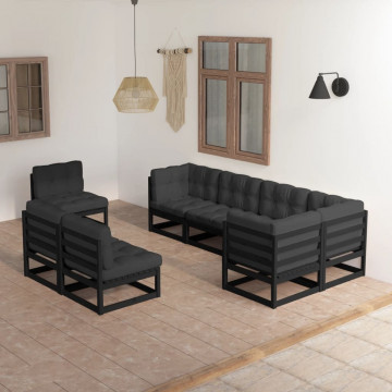 Set mobilier de grădină cu perne, 8 piese, lemn masiv de pin - Img 1