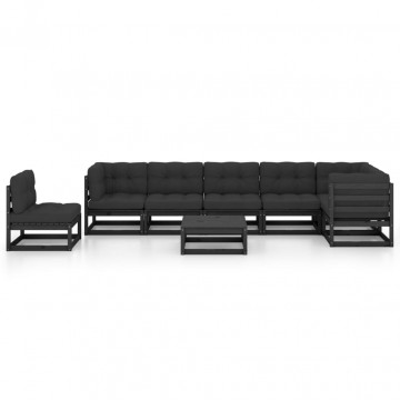 Set mobilier de grădină cu perne, 8 piese, lemn masiv de pin - Img 3