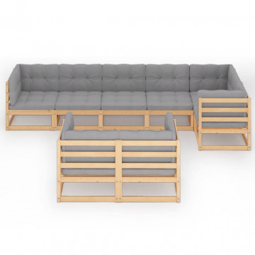 Set mobilier de grădină cu perne, 8 piese, lemn masiv de pin - Img 3