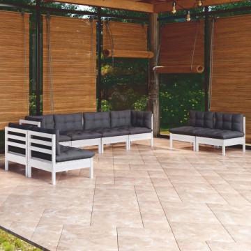 Set mobilier de grădină cu perne, 8 piese, lemn masiv de pin - Img 1