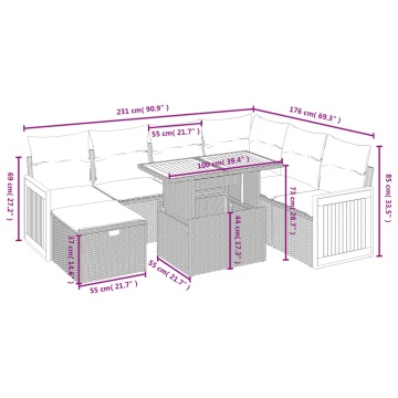 Set mobilier de grădină cu perne, 8 piese, negru, poliratan - Img 4