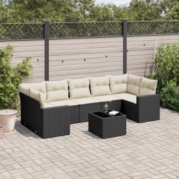 Set mobilier de grădină cu perne, 8 piese, negru, poliratan - Img 1