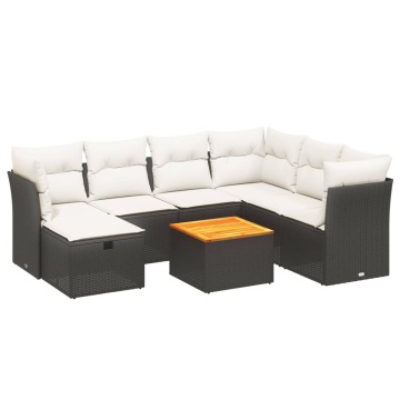 Set mobilier de grădină cu perne, 8 piese, negru, poliratan - Img 2