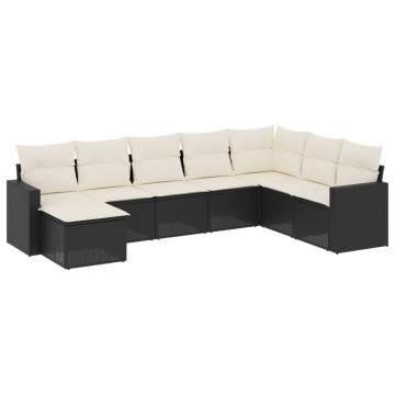 Set mobilier de grădină cu perne, 8 piese, negru, poliratan - Img 2