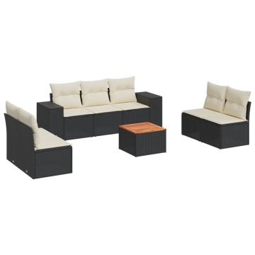 Set mobilier de grădină cu perne, 8 piese, negru, poliratan - Img 2