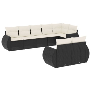 Set mobilier de grădină cu perne, 8 piese, negru, poliratan - Img 2