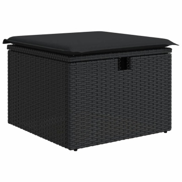 Set mobilier de grădină cu perne, 8 piese, negru, poliratan - Img 5