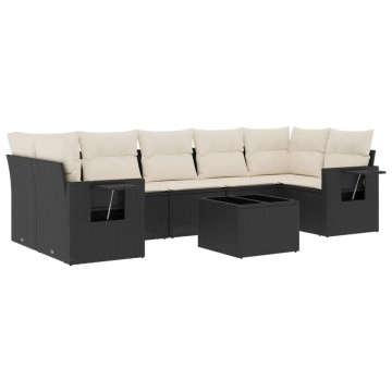Set mobilier de grădină cu perne, 8 piese, negru, poliratan - Img 2