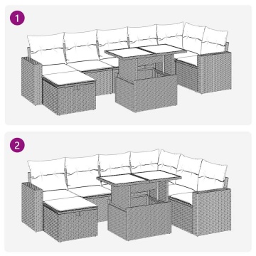 Set mobilier de grădină cu perne, 8 piese, negru, poliratan - Img 7