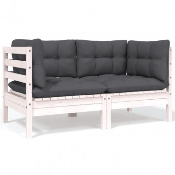 Set mobilier de grădină cu perne, 9 piese, antracit, lemn pin - Img 4