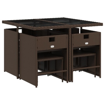 Set mobilier de grădină cu perne, 9 piese, maro, poliratan - Img 3