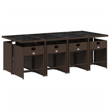 Set mobilier de grădină cu perne, 9 piese, maro, poliratan - Img 3