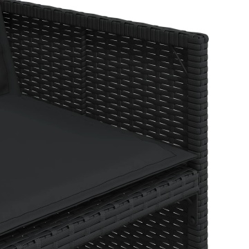 Set mobilier de grădină cu perne, 9 piese, negru, poliratan - Img 7